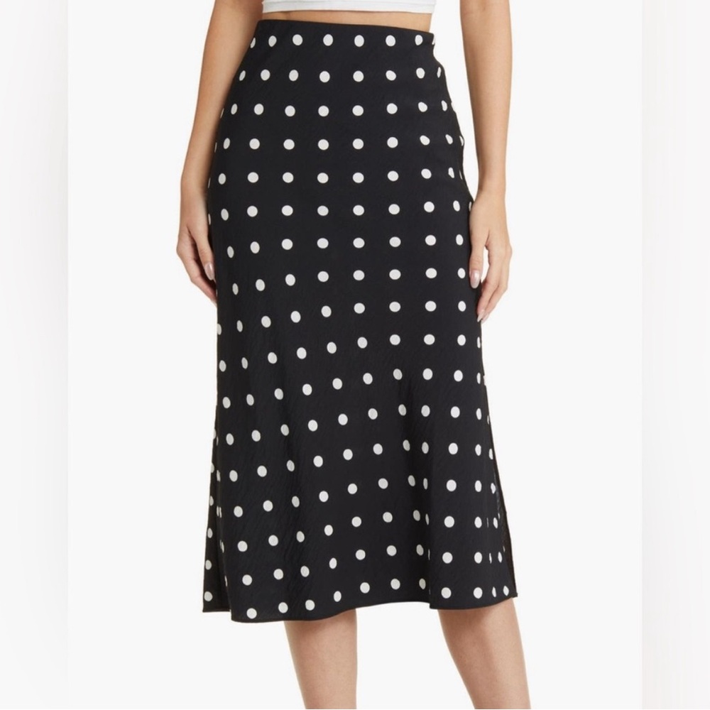 Madewell Black and White Polka Dot Midi Skirt